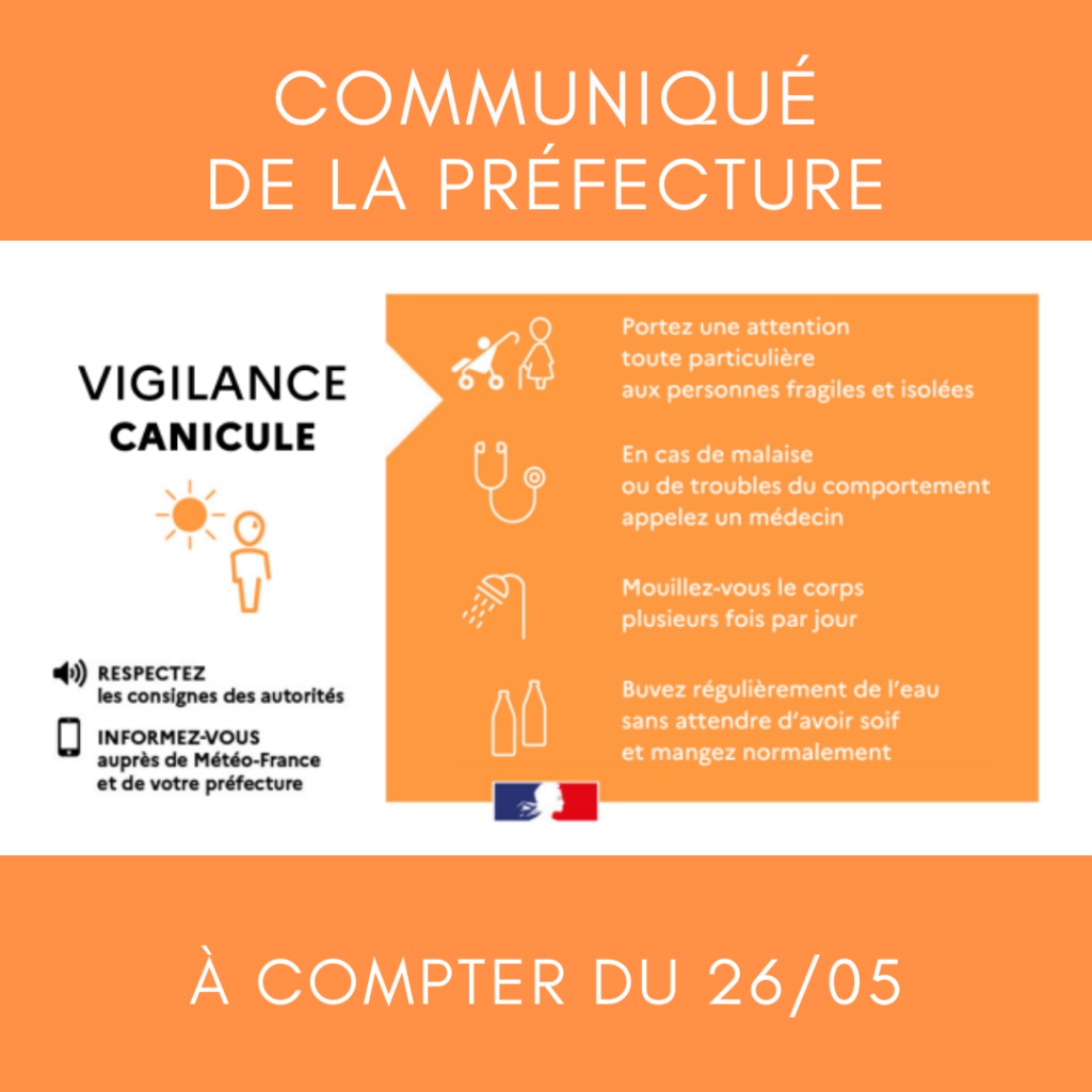 Maintien Vigilance canicule : Communiqué de la Préfecture 28/05