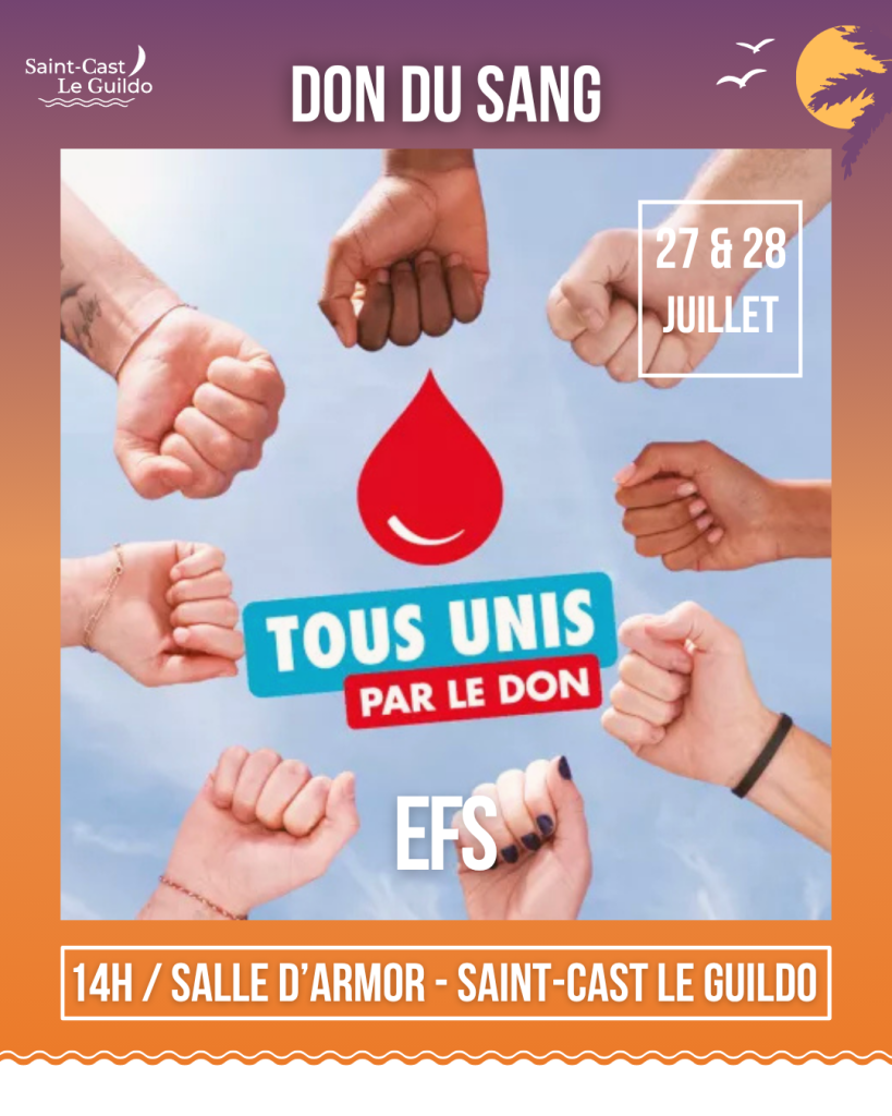 Don du sang Saint-Cast Le Guildo : 27 et 28 juillet